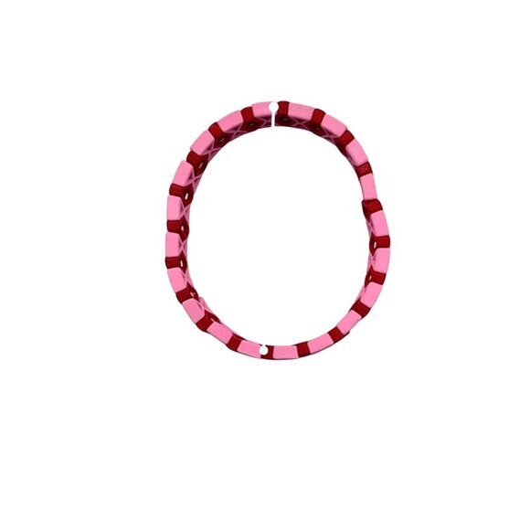 Cooltme Enamel Geometric Pink & Red Stretch Bracelet for Women - Picture 3 of 9